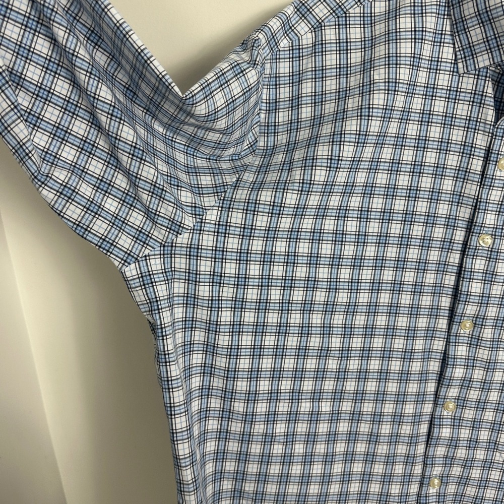 Peter Millar Summer Comfort Crown Long Sleeve Collared Shirt Blue Plaid Size XL - Picture 6 of 14